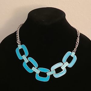Pop of Color! Chunky Turquoise Enamel Chain Necklace - Statement Vibes